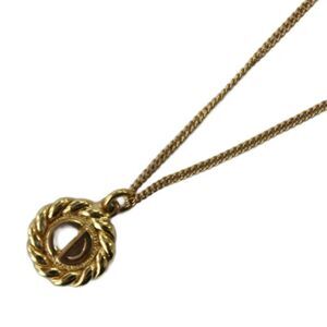 Christian Dior Vintage CD Logo Necklace Pendant Gold Color KW • GY11
